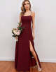 Open Back Burgundy Bridesmaid Dress with Split