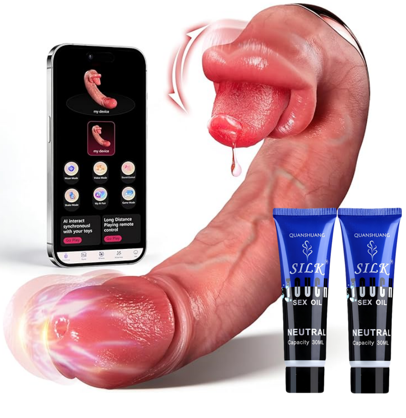 🔥Thrusting Dildo Tongue Sex Toy, AI Sync Realistic Vibrator for Women👄
