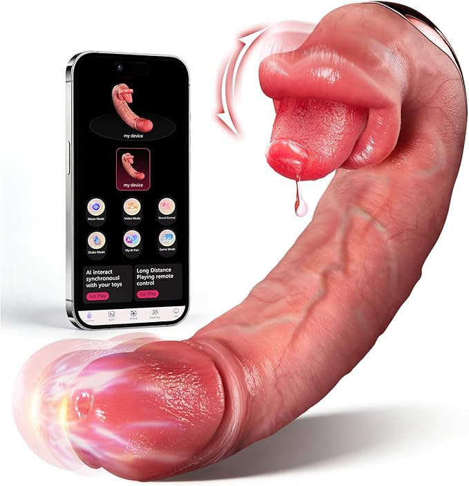🔥Thrusting Dildo Tongue Sex Toy, AI Sync Realistic Vibrator for Women👄