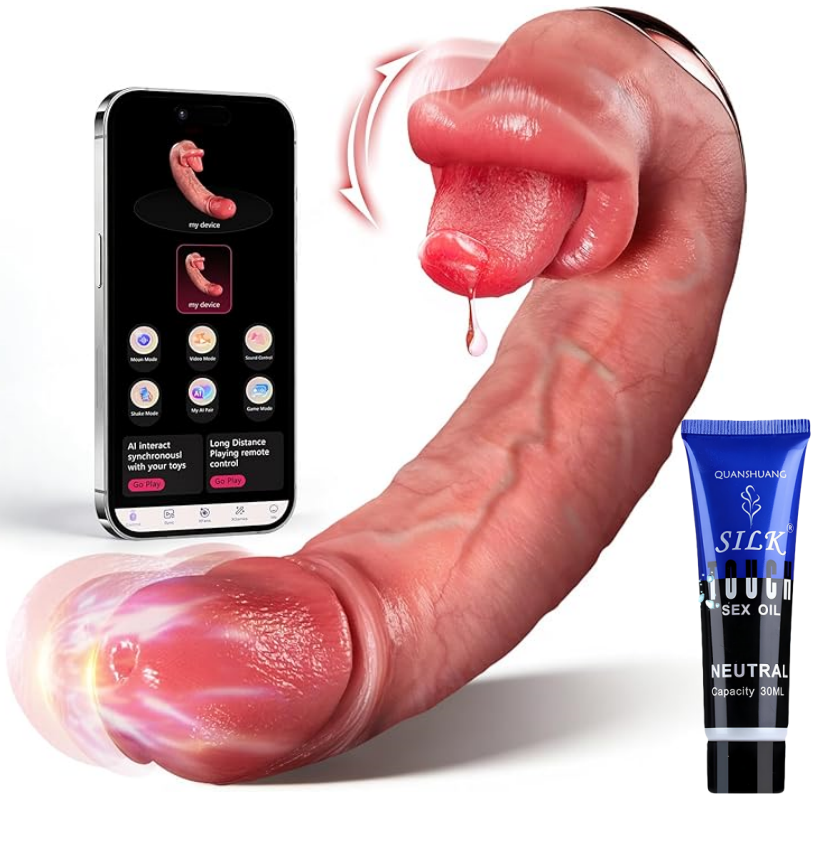 🔥Thrusting Dildo Tongue Sex Toy, AI Sync Realistic Vibrator for Women👄