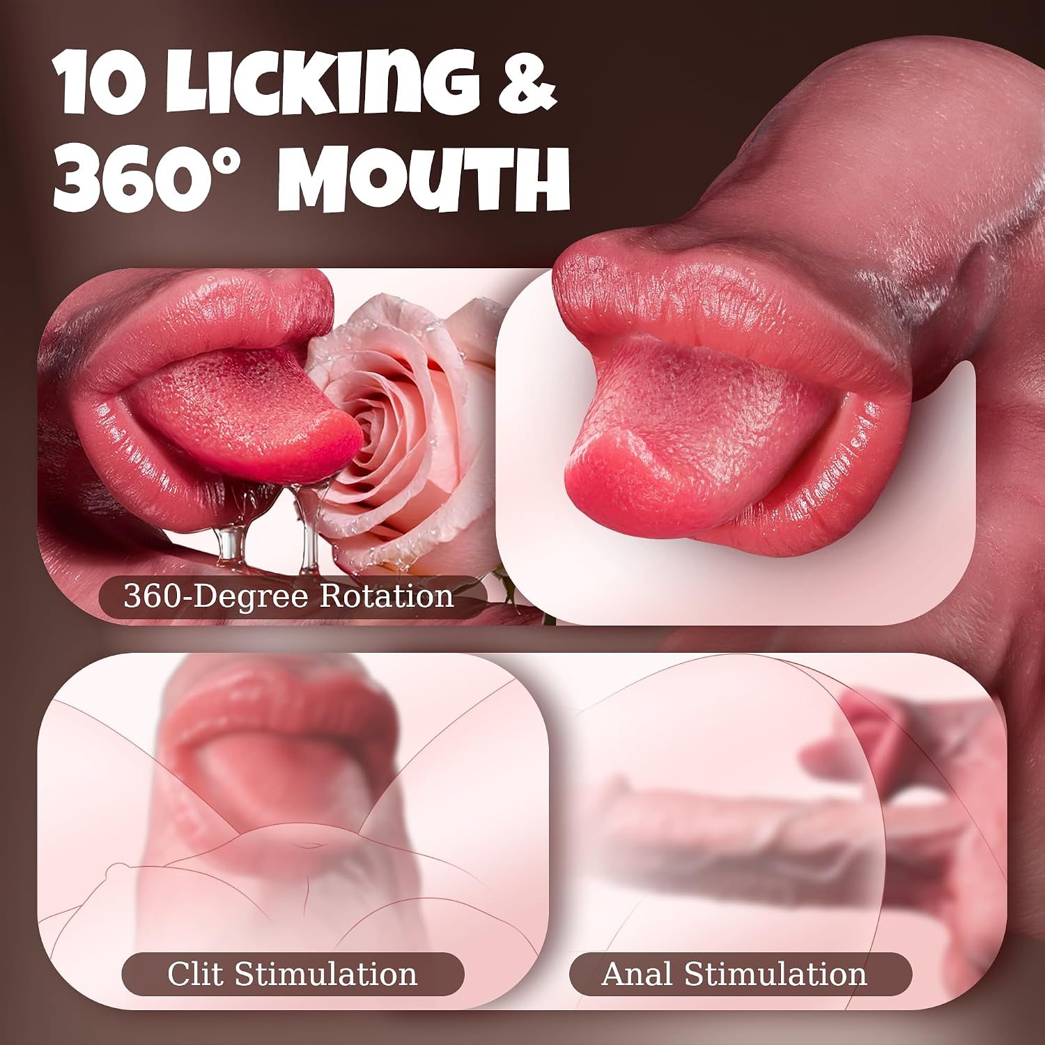 Thrusting Dildo Tongue Sex Toys, 360° Licking Mouth Flesh Silicone Dildos 👅Abyssal Maw™❤