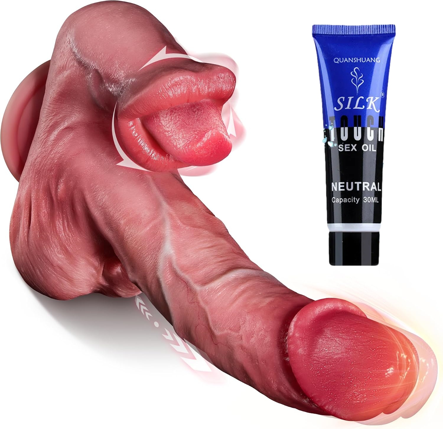 💥🔥2026 Upgraded 360° Licking Mouth Flesh Silicone Dildos, 2.0 Thrusting Dildo Tongue Sex Toys -👅Abyssal Maw™🔥