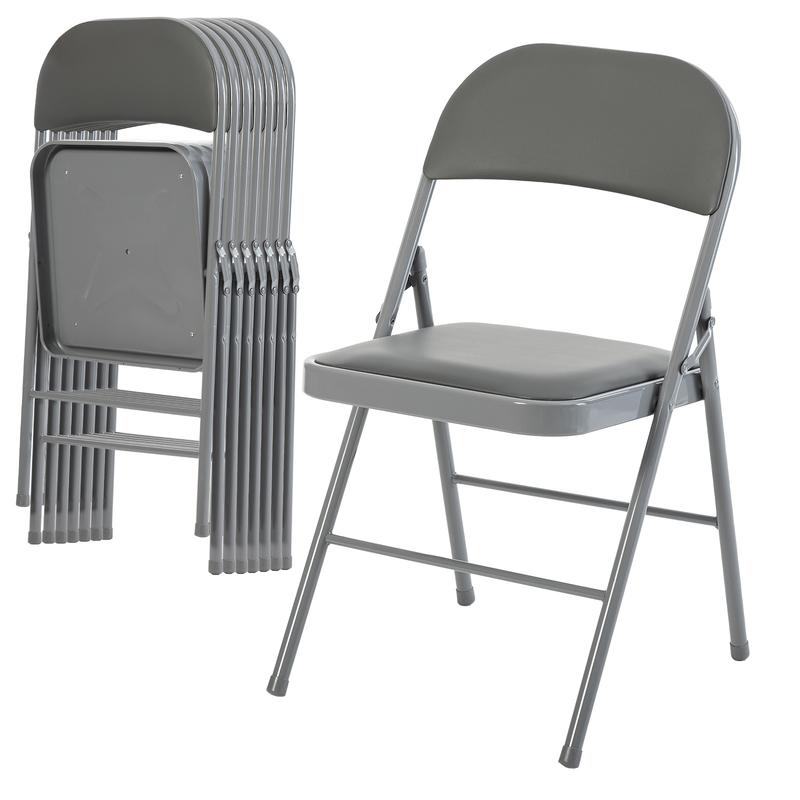 【Paquete económico】 Silla plegable con asiento acolchado en piel, estructura metálica robusta, asiento versátil para uso en interiores y exteriores.
