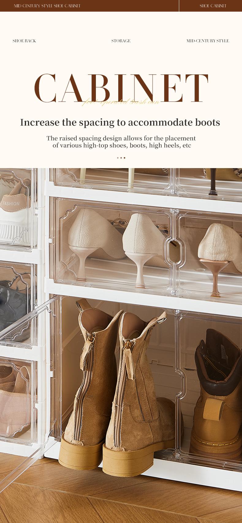 MiAoLi folding shoe rack, magnetic transparent door shoe cabinet, 10layers, can store 20 pairs of shoes, simple design, large capacity, sturdy and stackable plastic shoe cabinet, space-saving, no installation required, convenient and practical. tiktokshop