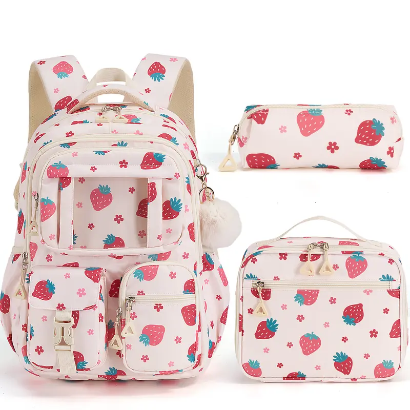 Set de mochila escolar 3 en 1: mochila impermeable con bolsa para el almuerzo y estuche, ligera, para niños y niñas.