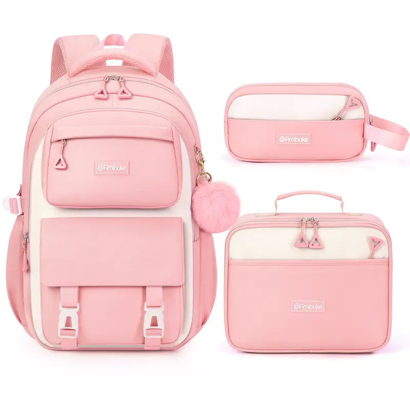 Set de mochila escolar 3 en 1: mochila impermeable con bolsa para el almuerzo y estuche, ligera, para niños y niñas.