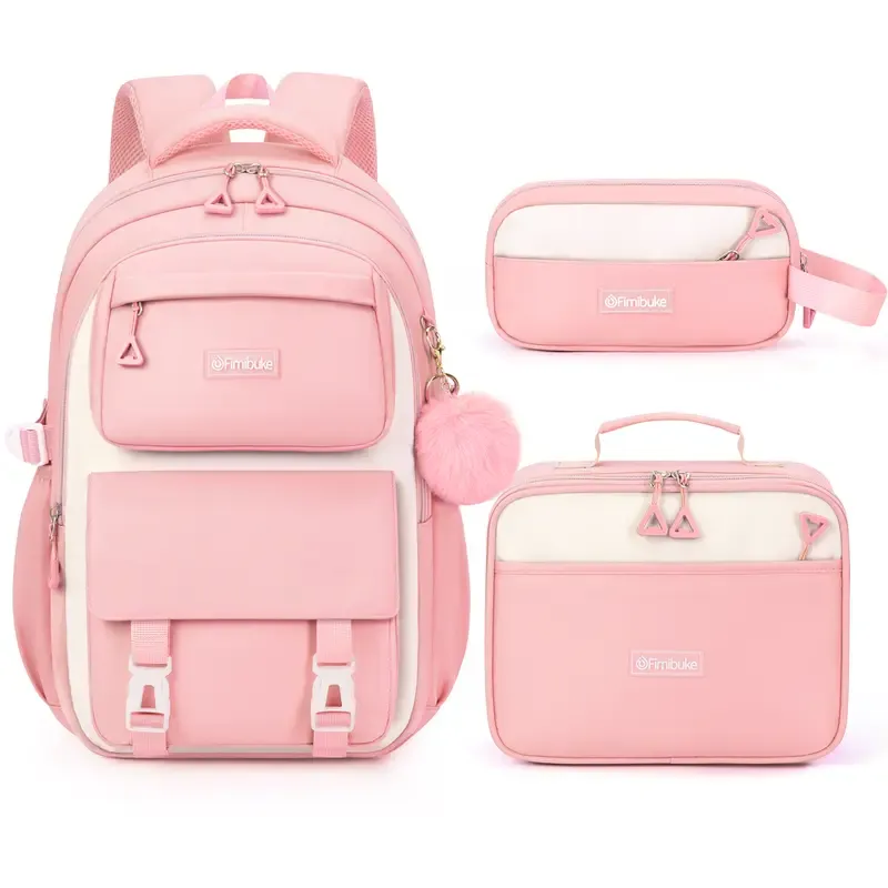 Set de mochila escolar 3 en 1: mochila impermeable con bolsa para el almuerzo y estuche, ligera, para niños y niñas.