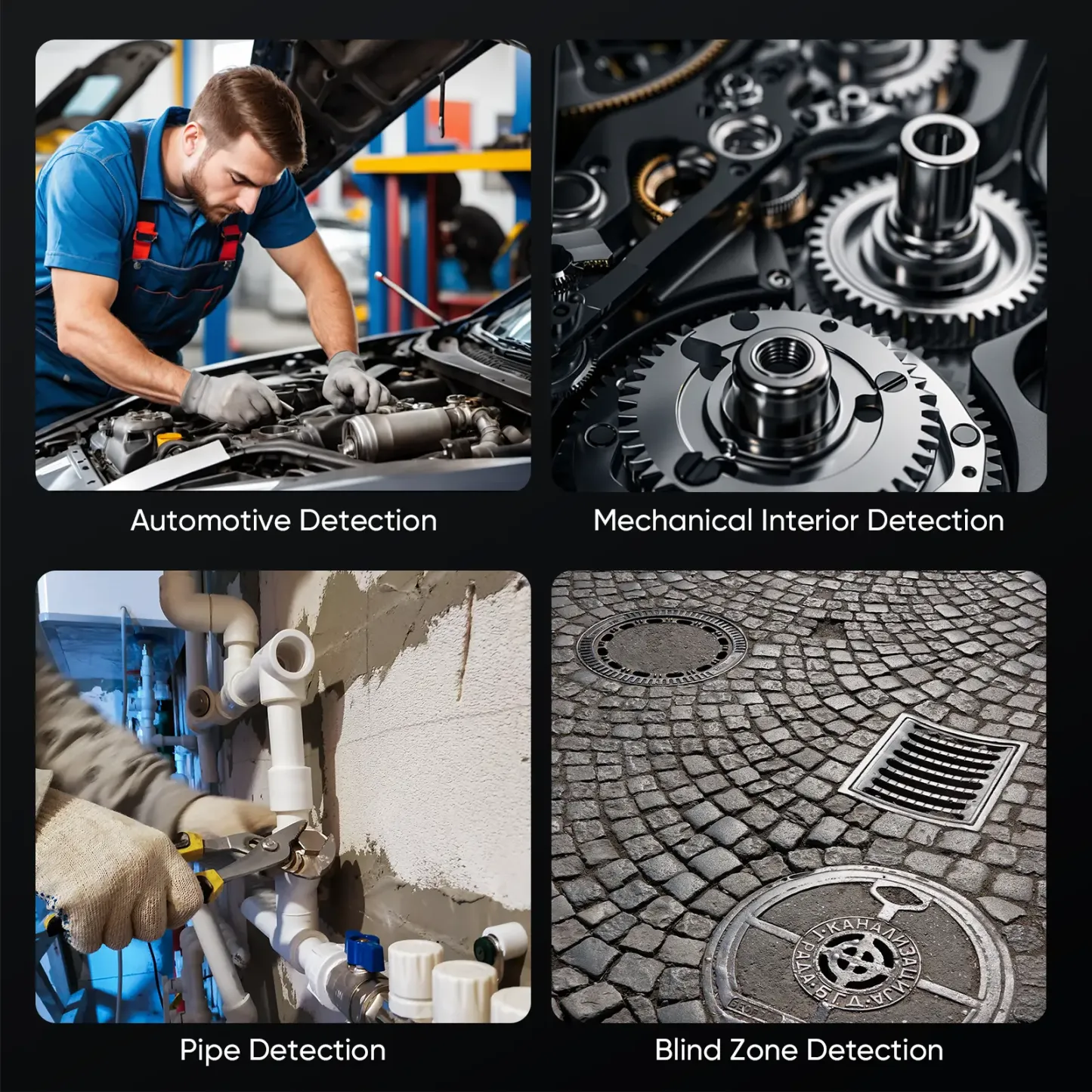 Endoscopio bidireccional con cámara (0,33"/0,23"/0,15") y luz; boroscopio flexible, impermeable y giratorio; cámara articulada tipo serpiente para inspección de automóviles, mecánica, paredes, vehículos, desagües y proyectos de mejoras del hogar.