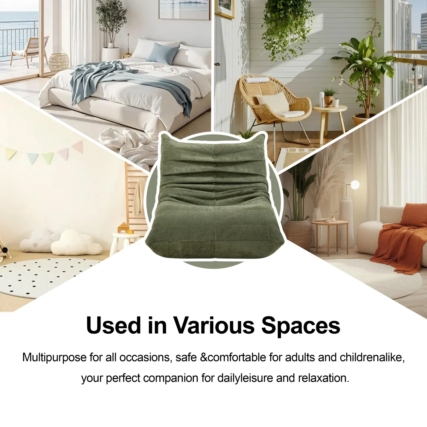 Sillón tipo puf para adultos, sofá puf extragrande relleno de espuma viscoelástica para el hogar o apartamento; sofá tipo «perezoso» con relleno y funda de piel sintética, ideal para niños y mascotas.