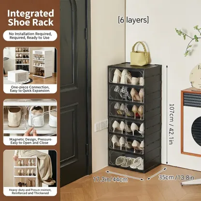 Zapatero Plegable de 10 Niveles con Puertas Transparentes Magnéticas, Capacidad para 20 Pares de Zapatos, Gran Capacidad, Apilable, Resistente, Ahorra Espacio y Sin Instalación
