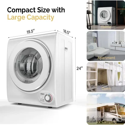Secadora de ropa compacta de 2,6 pies cúbicos, 850 W