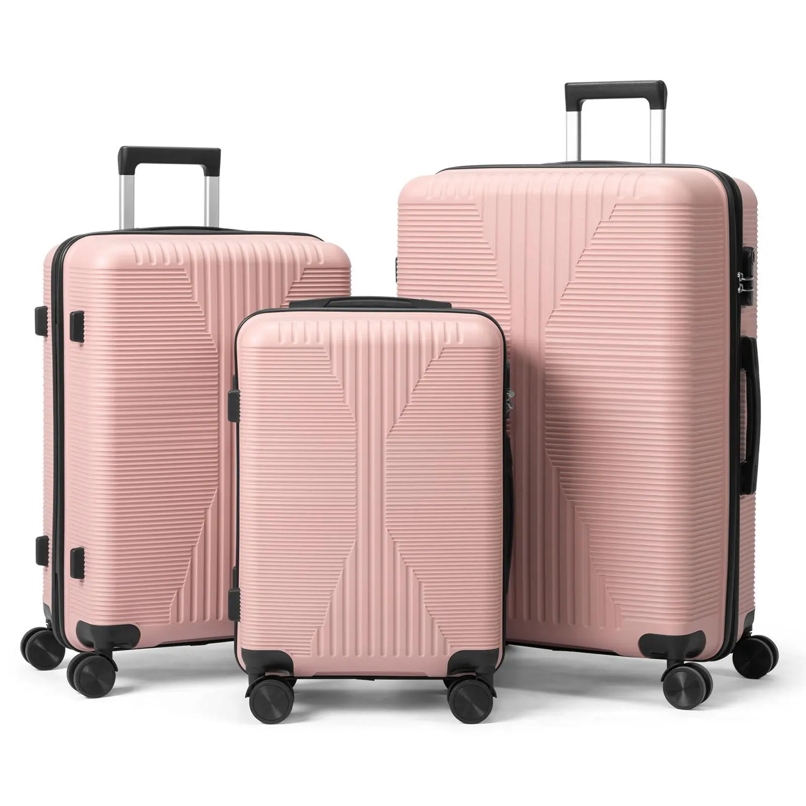 Set de 3 Maletas Rígidas de PP 20/24/28", Equipaje Ligero y Duradero con Cerradura TSA, Asas Superior y Lateral para Viajes