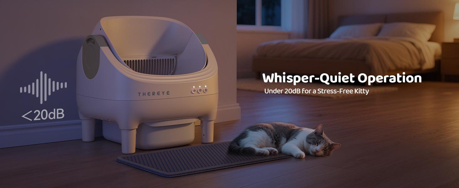 Thereye SC06 Open-Top Automatic Cat Litter Box, Self-Cleaning with App Control Wifi, Odor-Free Waste Disposal includes Trash Bags