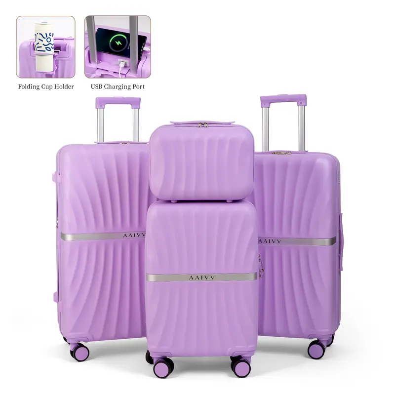 Set de 4 Maletas Expandibles de ABS (13/20/26/28"), con Ruedas Dobles 360°, Cerradura TSA y Carcasa Rígida, Ligeras y Resistentes para Viaje