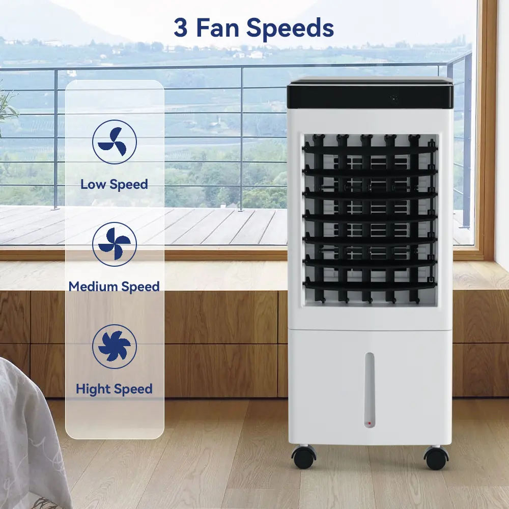 Enfriador de Aire Portátil 3 en 1 de 10L, Ventilador Evaporativo con Humidificador y Control Remoto, Ideal para Hogar, Oficina y Habitaciones