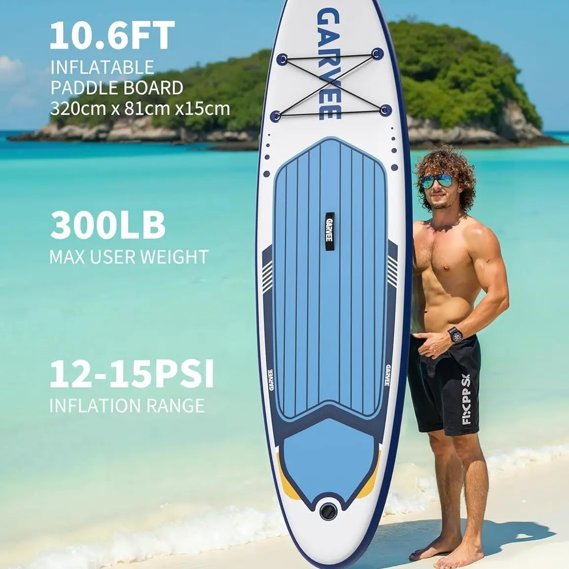 Tabla de paddle surf inflable extra ancha - 10'6" x 32" x 6" - Superficie estable y antideslizante - Capacidad de 450 libras - Accesorios de lujo: mochila, remo, bomba de aire y soporte para cámara - Ideal para yoga, pesca, surf y principiantes
