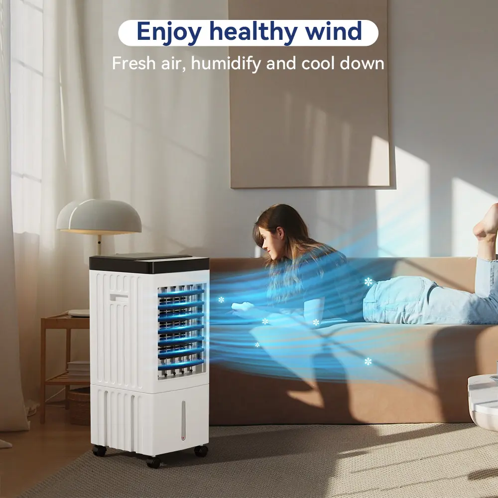 Enfriador de Aire Portátil 3 en 1 de 10L, Ventilador Evaporativo con Humidificador y Control Remoto, Ideal para Hogar, Oficina y Habitaciones