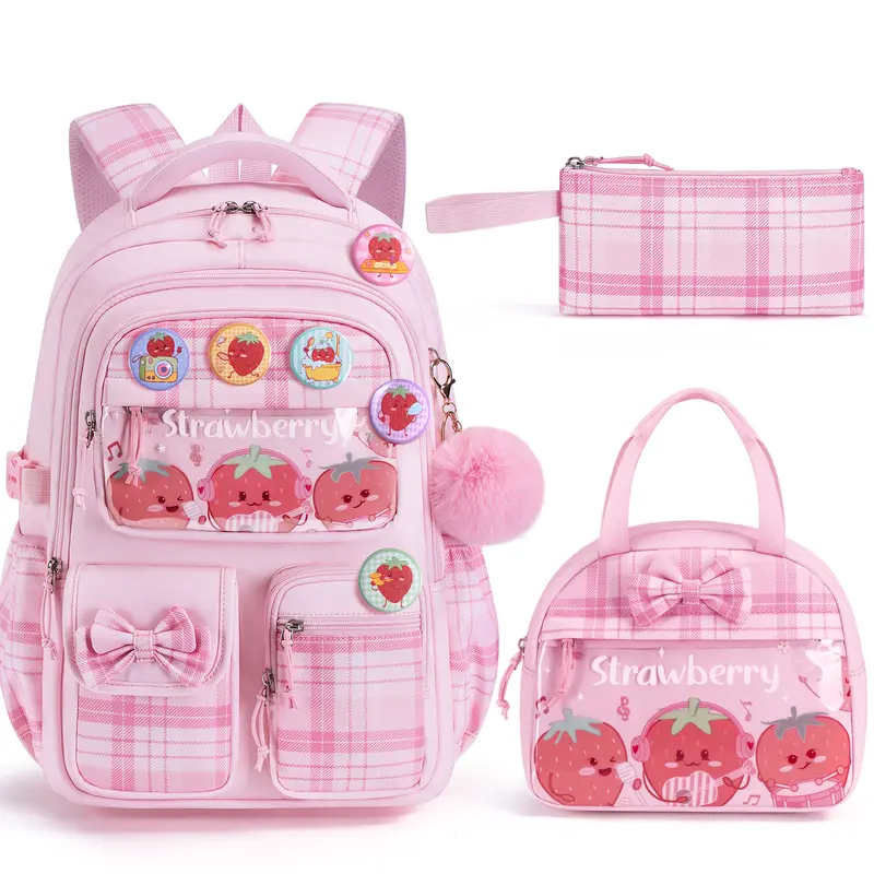 Set de mochila escolar 3 en 1: mochila impermeable con bolsa para el almuerzo y estuche, ligera, para niños y niñas.