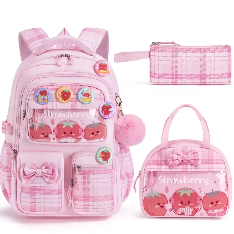 Set de mochila escolar 3 en 1: mochila impermeable con bolsa para el almuerzo y estuche, ligera, para niños y niñas.