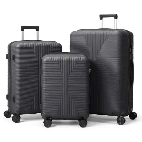 Set de 3 Maletas Rígidas de PP 20/24/28", Equipaje Ligero y Duradero con Cerradura TSA, Asas Superior y Lateral para Viajes