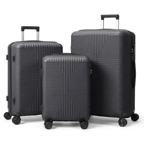 Set de 3 Maletas Rígidas de PP 20/24/28", Equipaje Ligero y Duradero con Cerradura TSA, Asas Superior y Lateral para Viajes