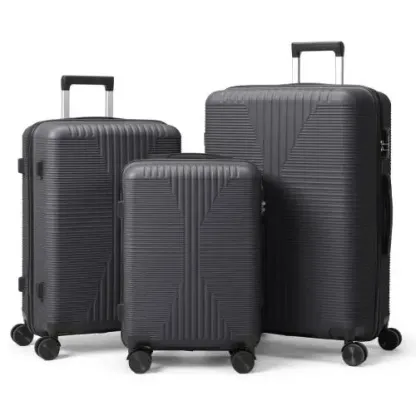 Set de 3 Maletas Rígidas de PP 20/24/28", Equipaje Ligero y Duradero con Cerradura TSA, Asas Superior y Lateral para Viajes