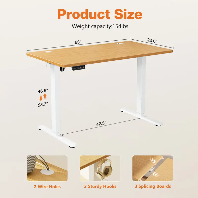 Electric Height Adjustable Standing Desk - Ergonomic Workstation