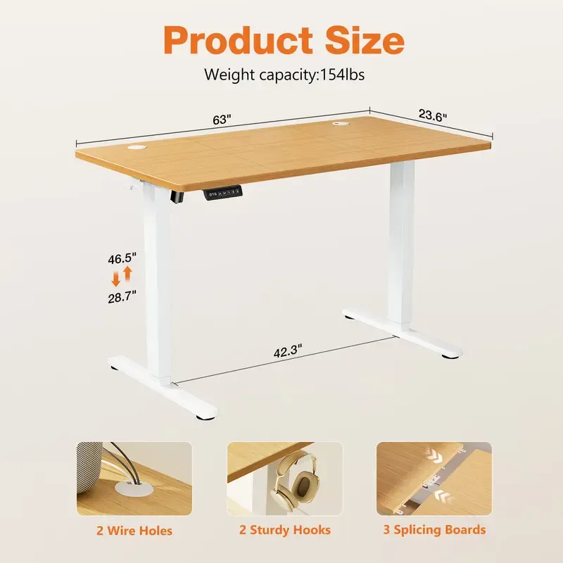 Electric Height Adjustable Standing Desk - Ergonomic Workstation