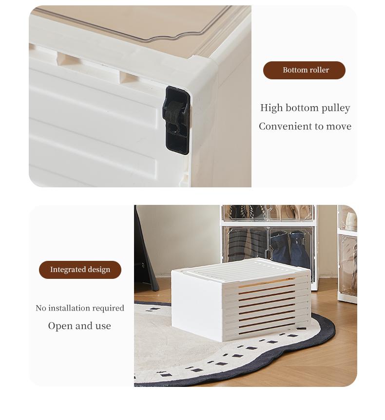 MiAoLi folding shoe rack, magnetic transparent door shoe cabinet, 10layers, can store 20 pairs of shoes, simple design, large capacity, sturdy and stackable plastic shoe cabinet, space-saving, no installation required, convenient and practical. tiktokshop