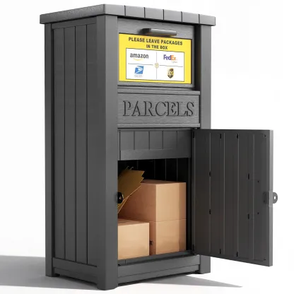 Buzón para entrega de paquetes en exteriores: caja con cerradura, resistente a robos e impermeable; apta para porches, zonas de acceso y áreas residenciales.
