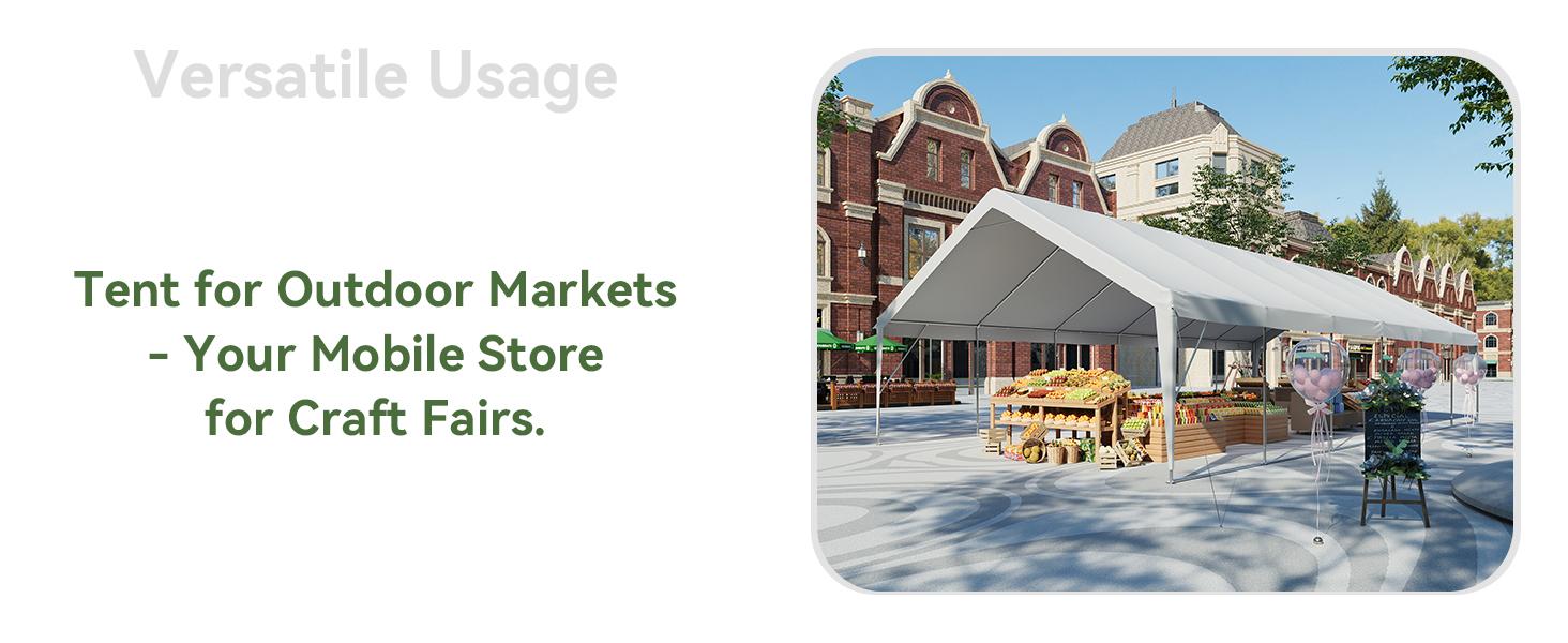 Aoxun Heavy-Duty Steel Frame Patio Canopy Party Tent, 32x16 FT/40x20 FT with Sturdy Base, Waterproof Material, Removable Sidewalls & Roll-Up Door, for Weddings, BBQ (3-Package Shipping, White),campingessentials,outdoorfurnitureset,campinggear
