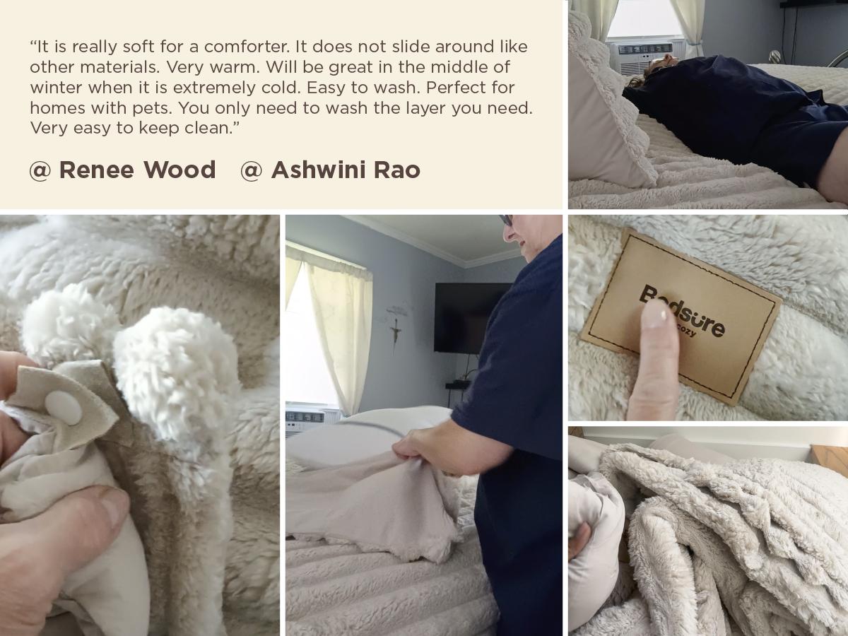 【Summer Sale Deals】Bedsure 6 Pieces Gentlesoft 2-in-1 Comforter Set and Detachable Fluffy Blanket,  All Season , SnapTech Design for Space Saving