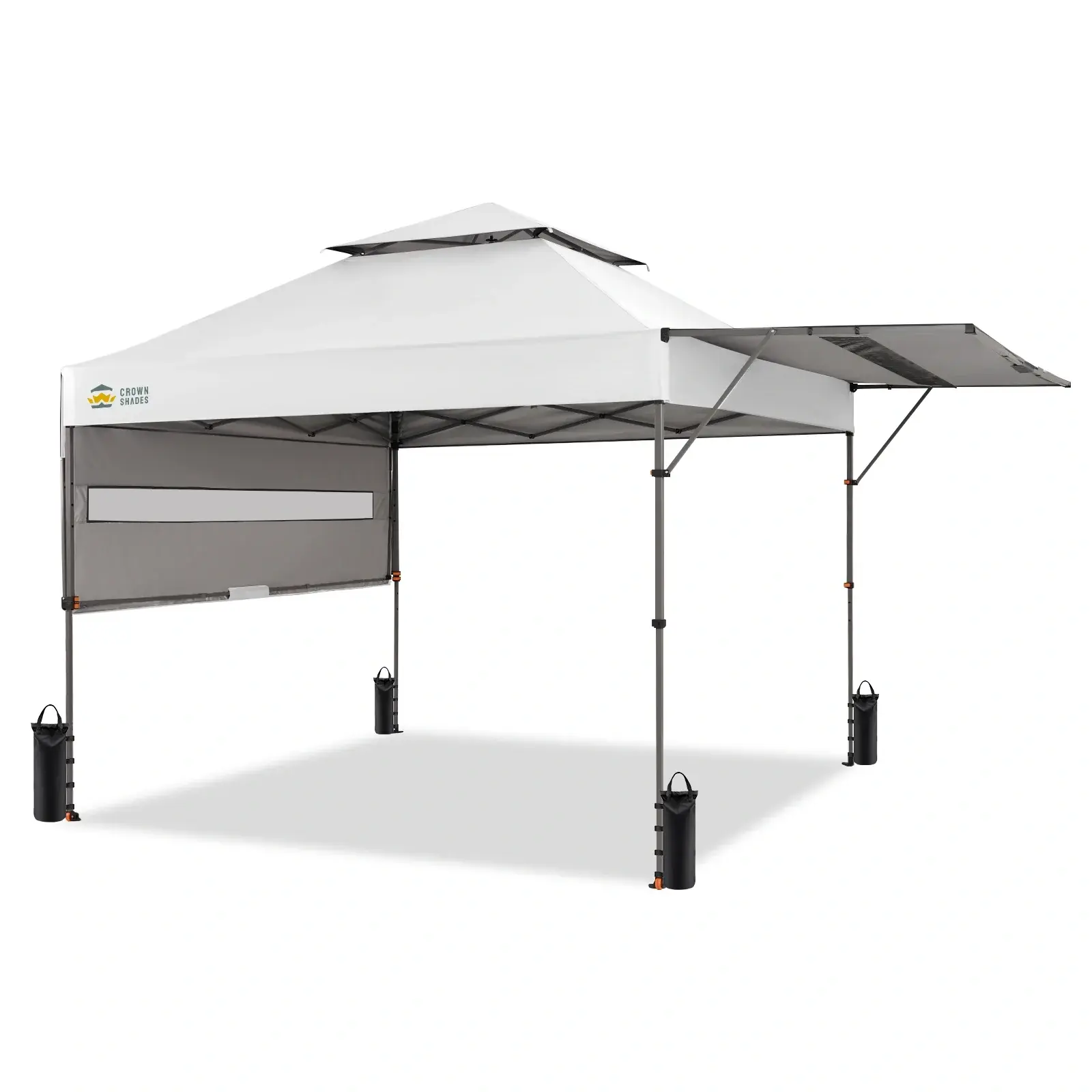 Carpa Plegable Instantánea de 10x10 FT para Exterior, Toldo Comercial con Bloqueo Central, Tela Impermeable 150D con Protección UV, Techo Extensible, Bolsas de Peso, Estacas y Bolsa de Transporte con Ruedas