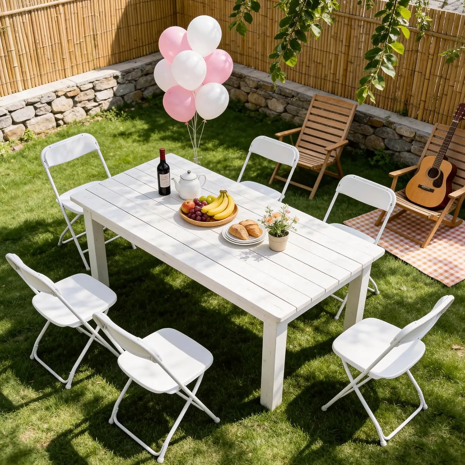 Sillas Plegables de Plástico Reforzado, Respaldo Ergonómico, Capacidad de 350 lb (159 kg), Apilables y Portátiles, Ideales para Interiores, Terrazas, Bodas, Fiestas, Reuniones, Patios y Jardines, Color Blanco.