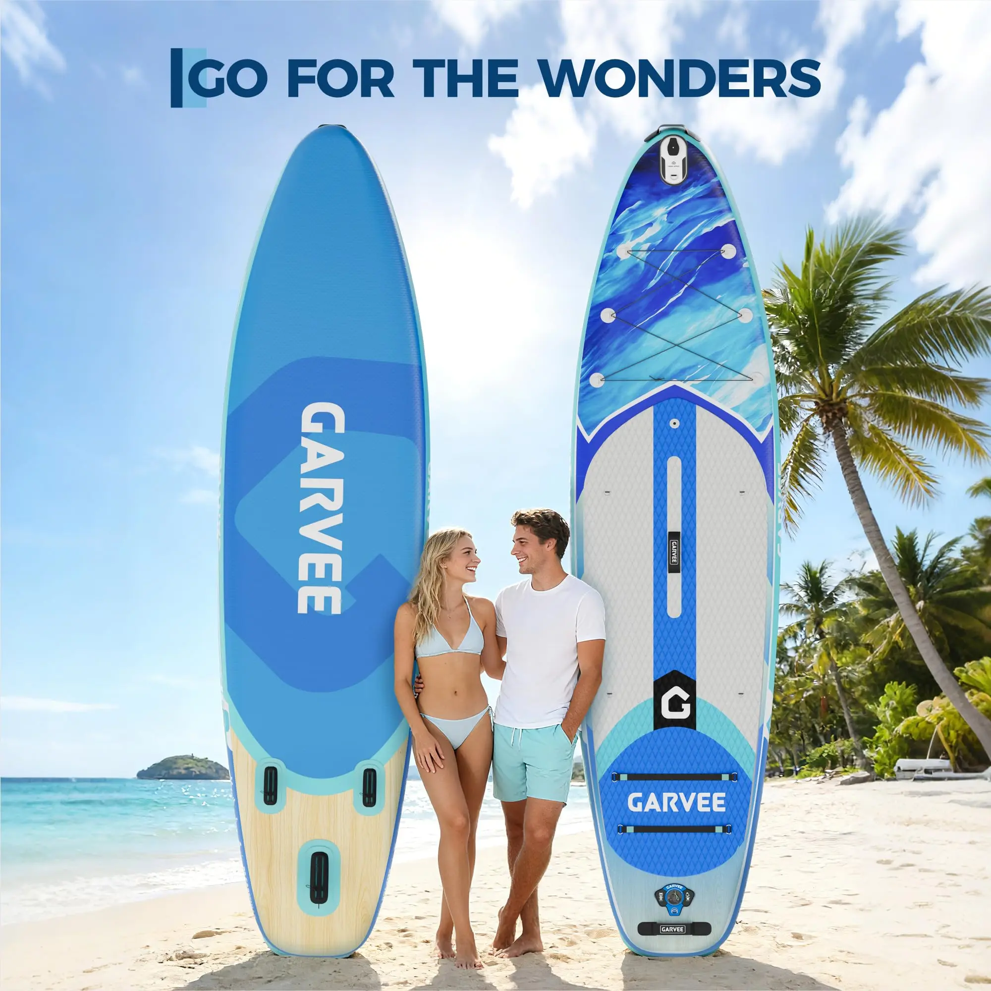 Tabla de paddle surf inflable extra ancha - 10'6" x 32" x 6" - Superficie estable y antideslizante - Capacidad de 450 libras - Accesorios de lujo: mochila, remo, bomba de aire y soporte para cámara - Ideal para yoga, pesca, surf y principiantes