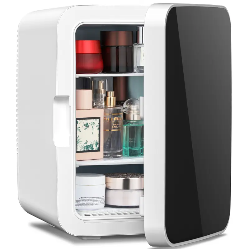 Mininevera compacta de 4 L con iluminación gaming: refrigerador portátil para 6 latas, ideal para dormitorio, coche, oficina o residencia de estudiantes; para almacenar cosméticos, bebidas y alimentos.