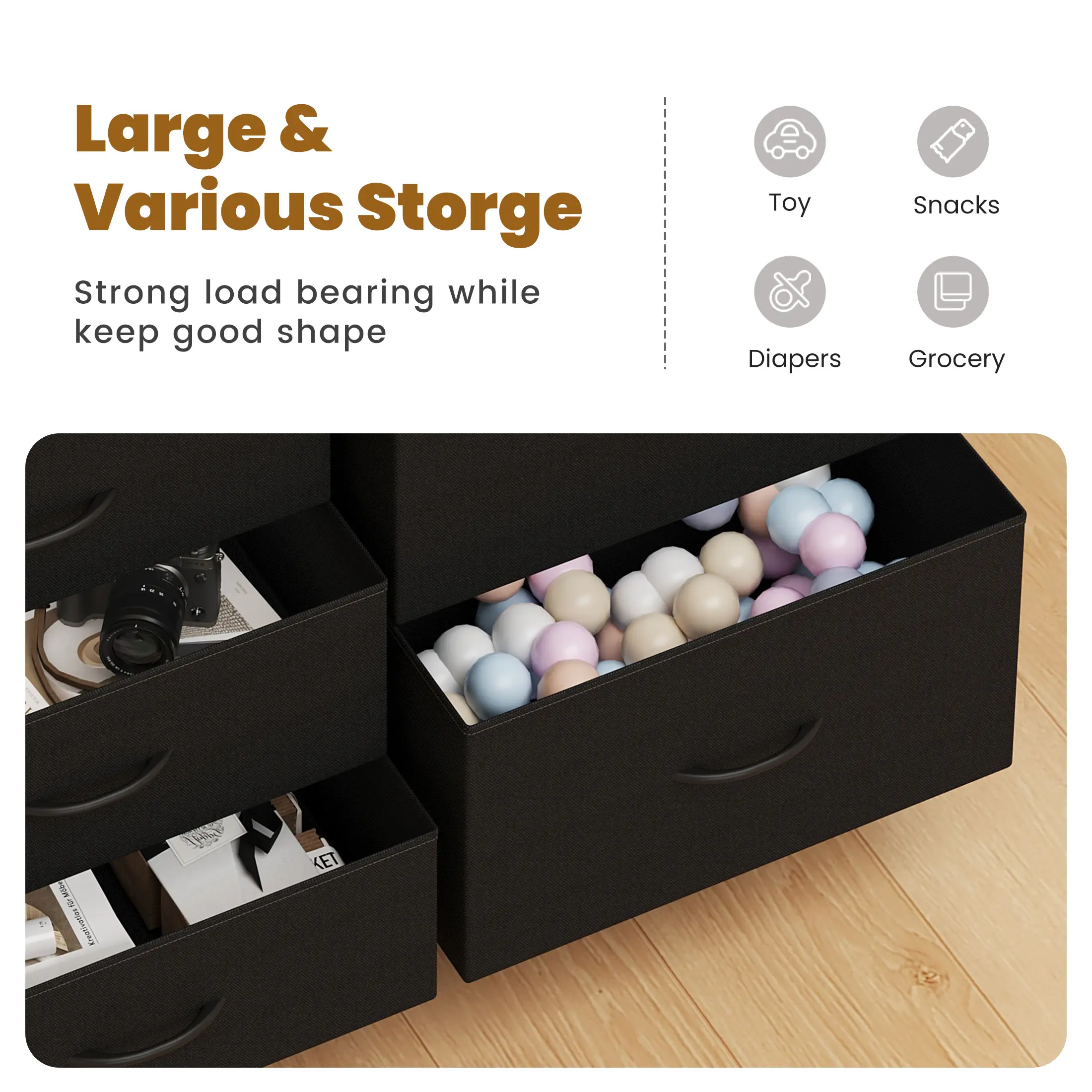 Cómoda de tela con 12 cajones: mueble de almacenamiento práctico para dormitorios, solución de organización para el hogar y la oficina, cajones de tela extraíbles, múltiples cajones de almacenamiento.