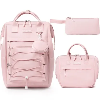 Set de mochila escolar 3 en 1: mochila impermeable con bolsa para el almuerzo y estuche, ligera, para niños y niñas.