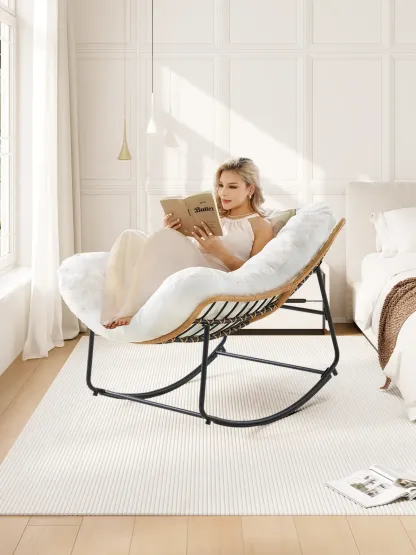 Silla mecedora de gran tamaño para interiores y exteriores: cómoda silla Papasan