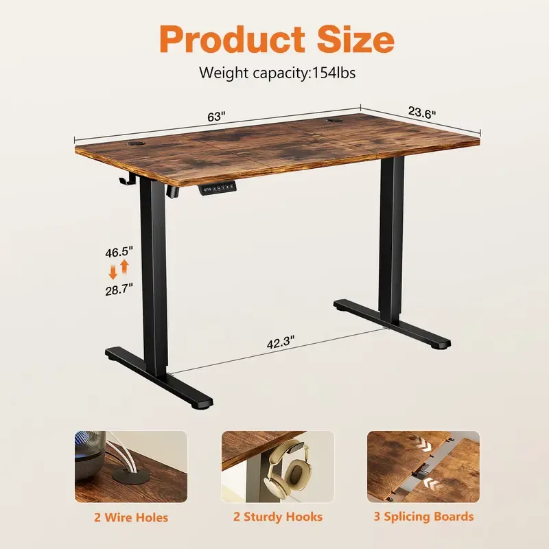 Electric Height Adjustable Standing Desk - Ergonomic Workstation