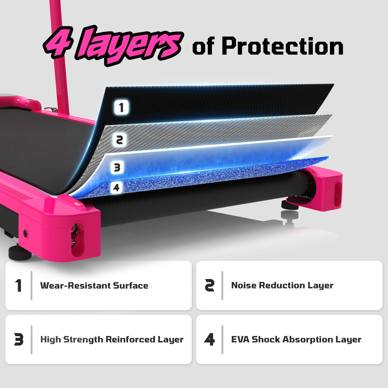 【Dragon Fruit】YAGUD Foldable Walking Pad, 265lbs Weight Capacity Spacious Belt Treadmill , Low-Noise Motor, Dual Shock Absorption, Remote Control, Wheels for Easy Moving