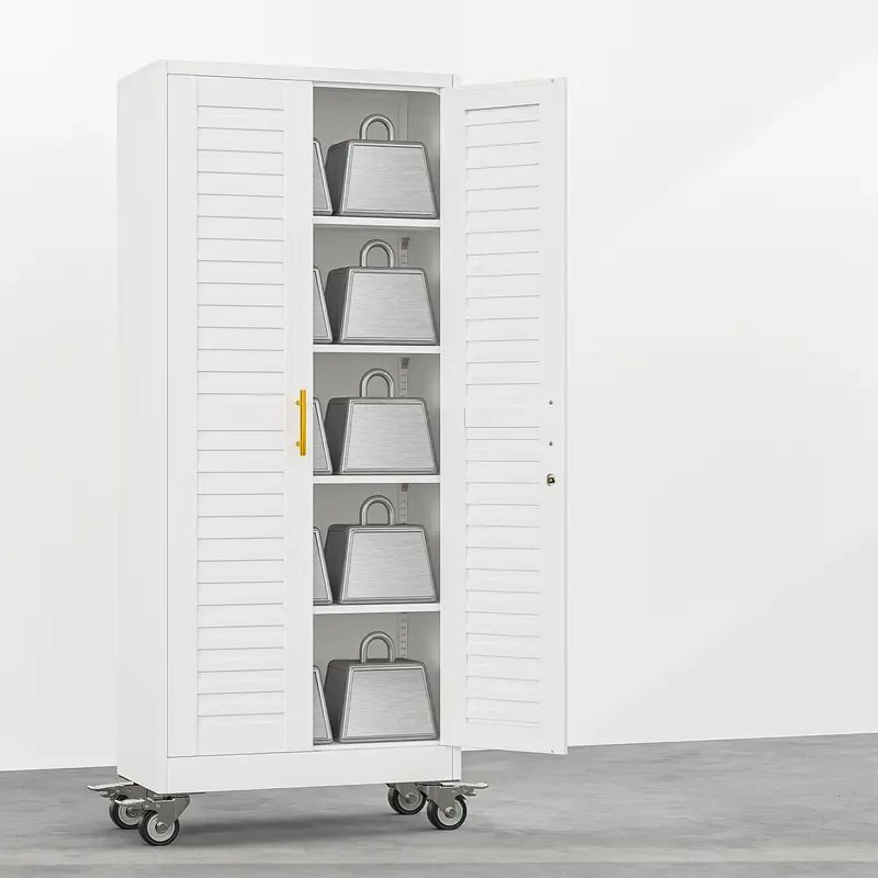 Armario de almacenamiento metálico con ruedas, armario para herramientas de acero con cerradura y 71,2 pulgadas de altura, con 4 estantes ajustables para garaje, hogar y oficina.