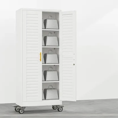 Armario de almacenamiento metálico con ruedas, armario para herramientas de acero con cerradura y 71,2 pulgadas de altura, con 4 estantes ajustables para garaje, hogar y oficina.