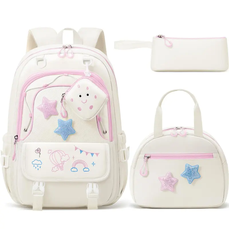 Set de mochila escolar 3 en 1: mochila impermeable con bolsa para el almuerzo y estuche, ligera, para niños y niñas.