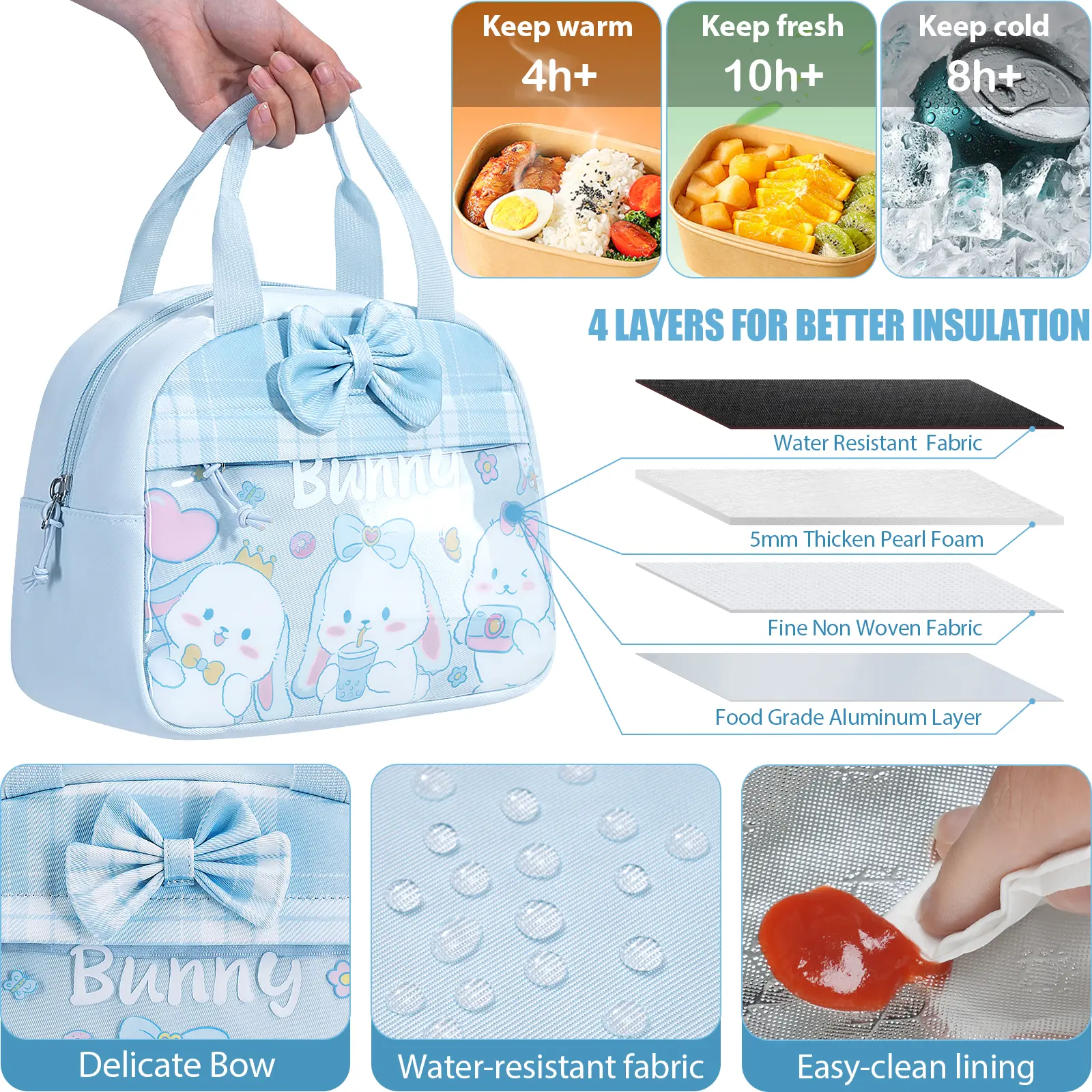 Set de mochila escolar 3 en 1: mochila impermeable con bolsa para el almuerzo y estuche, ligera, para niños y niñas.