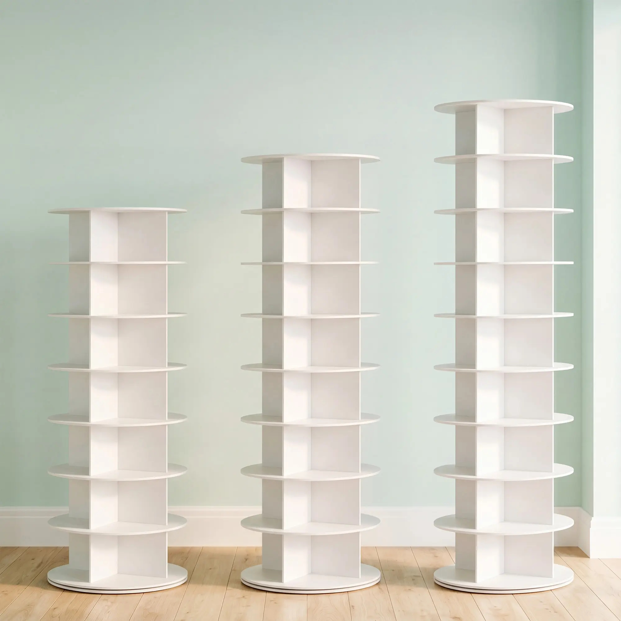 Torre zapatera giratoria con sistema tipo "Lazy Susan", expositor de zapatos y bolsos con rotación de 360 ​​grados, carrusel vertical para organización de armarios.