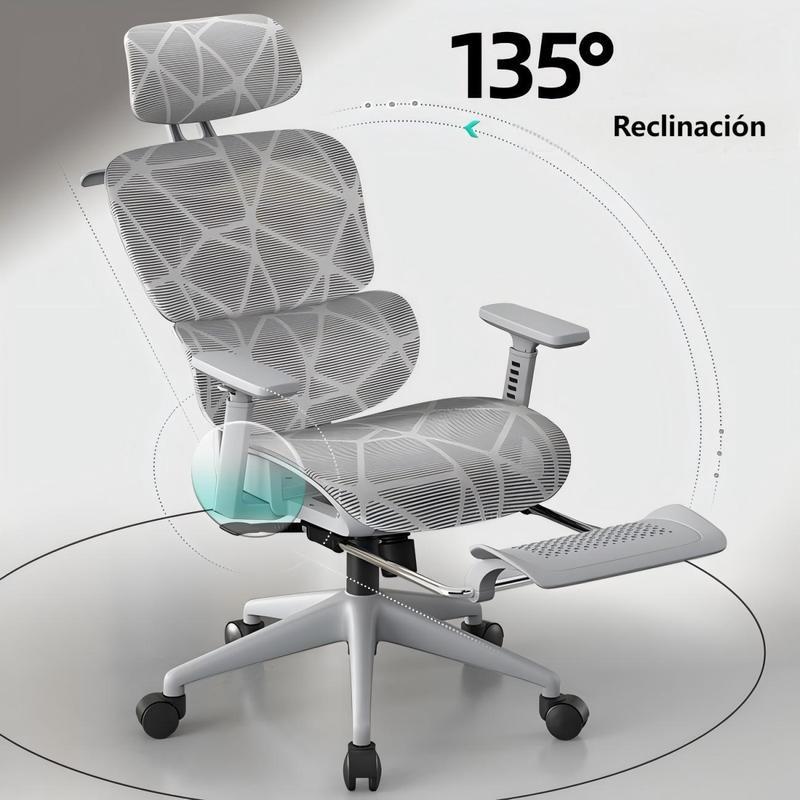 Silla De Oficina Ergonomica Ejecutivo reclinable Soporte Lumbar Ajustable Con Reposa Pies