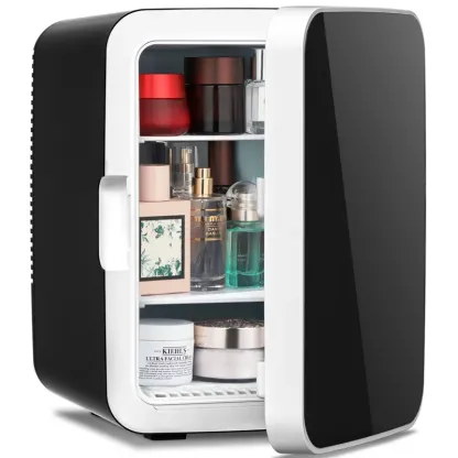 Mininevera compacta de 4 L con iluminación gaming: refrigerador portátil para 6 latas, ideal para dormitorio, coche, oficina o residencia de estudiantes; para almacenar cosméticos, bebidas y alimentos.
