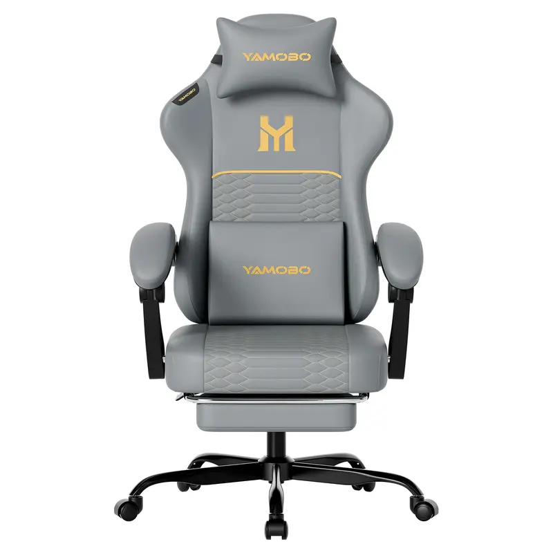 Silla Gaming Ergonómica para Adultos, Diseño Minimalista, Cuero PU Resistente, Soporte Lumbar, Reclinación de 100°-135°, Ruedas Silenciosas y Reposapiés