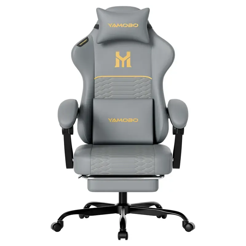 Silla Gaming Ergonómica para Adultos, Diseño Minimalista, Cuero PU Resistente, Soporte Lumbar, Reclinación de 100°-135°, Ruedas Silenciosas y Reposapiés